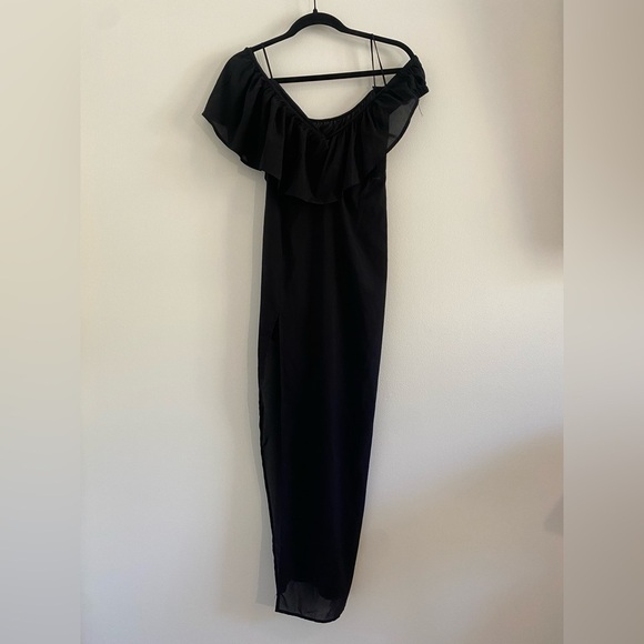 For Love & Lemons Flamenco Maxi Off the Shoulder Dress in Black Women's Small - Picture 4 of 13